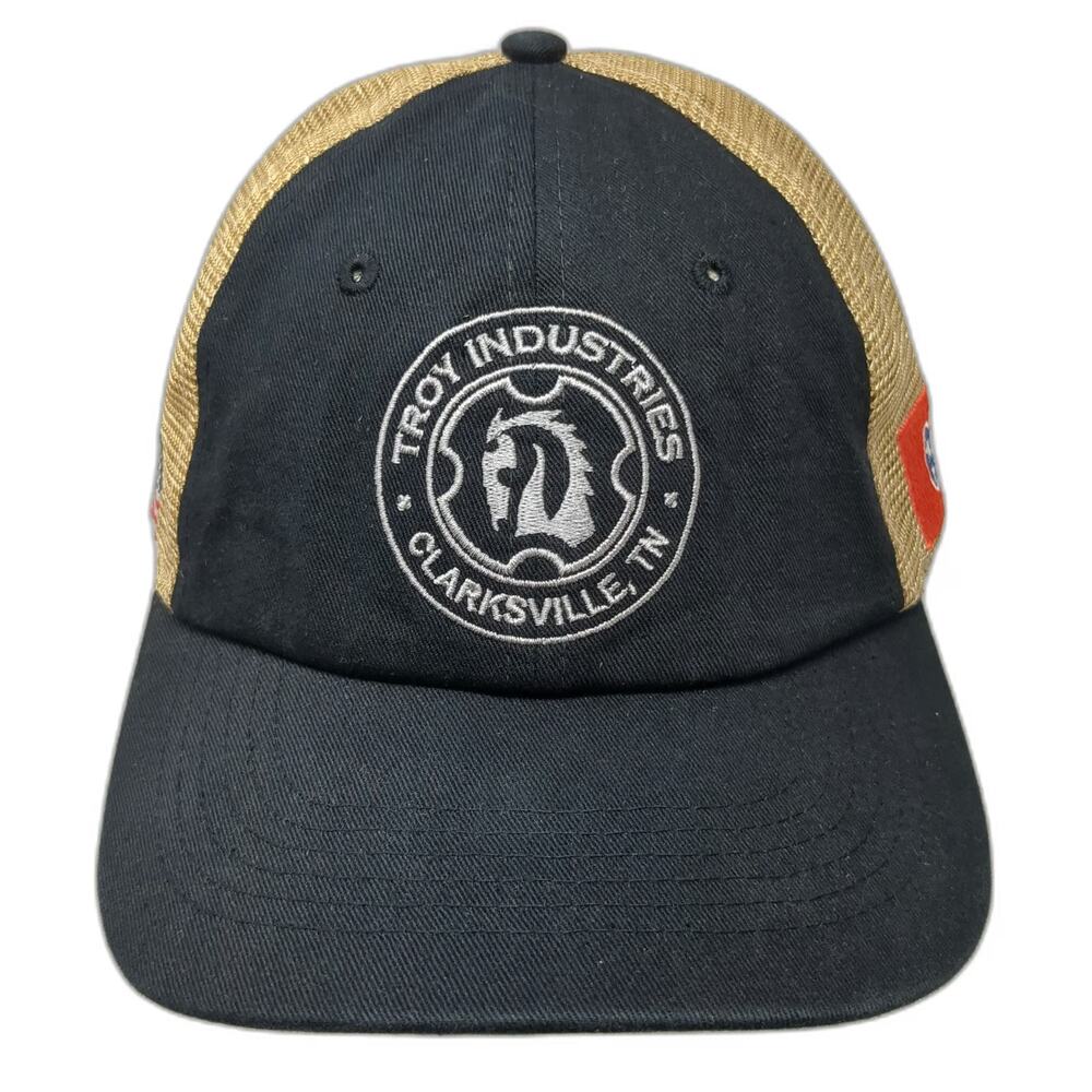 Troy Trucker Hat Black Gold One Size Tennessee US Flag Clarksville TN Mesh